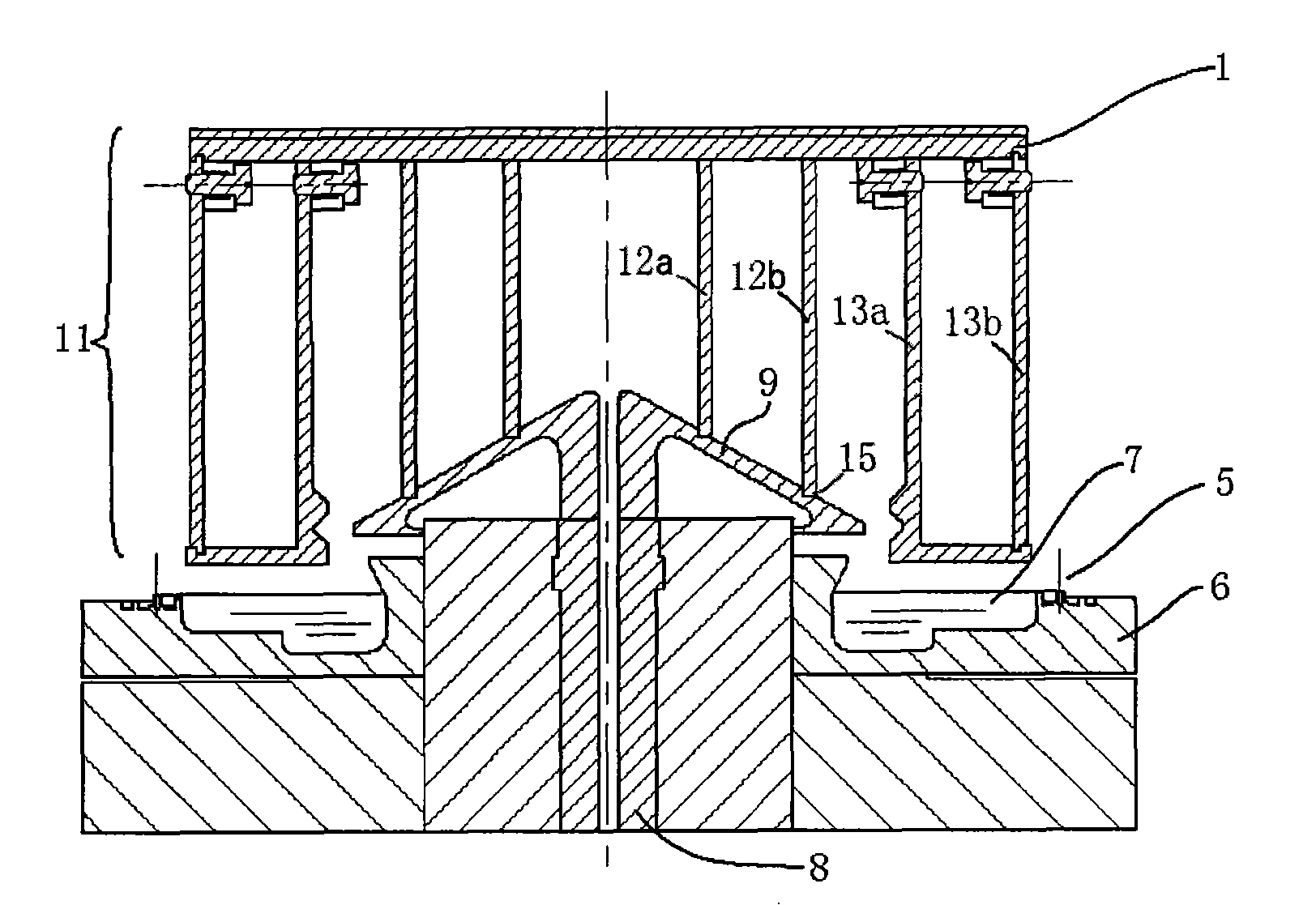 Apparatus for producing zonal polycrystalline silicon by edge limited silicon film growth method