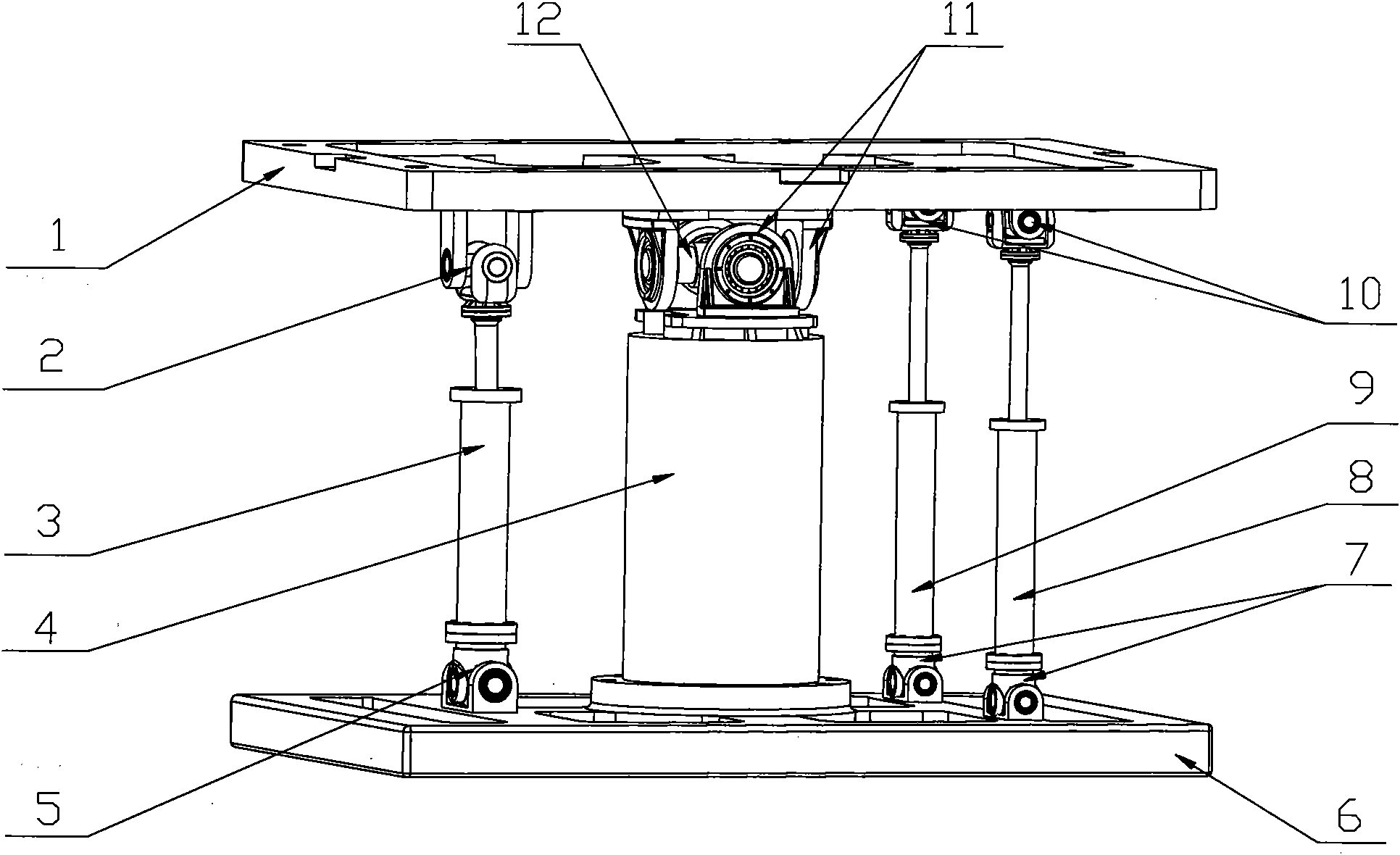 Spatial redundant drive swinging experiment table with two degrees of freedom