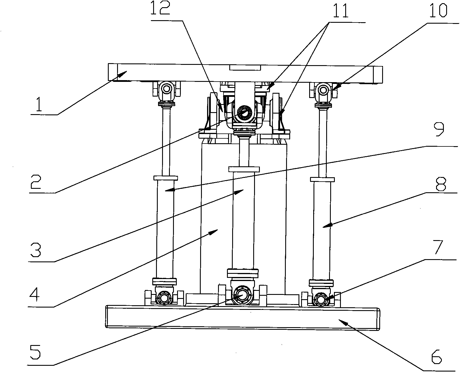 Spatial redundant drive swinging experiment table with two degrees of freedom