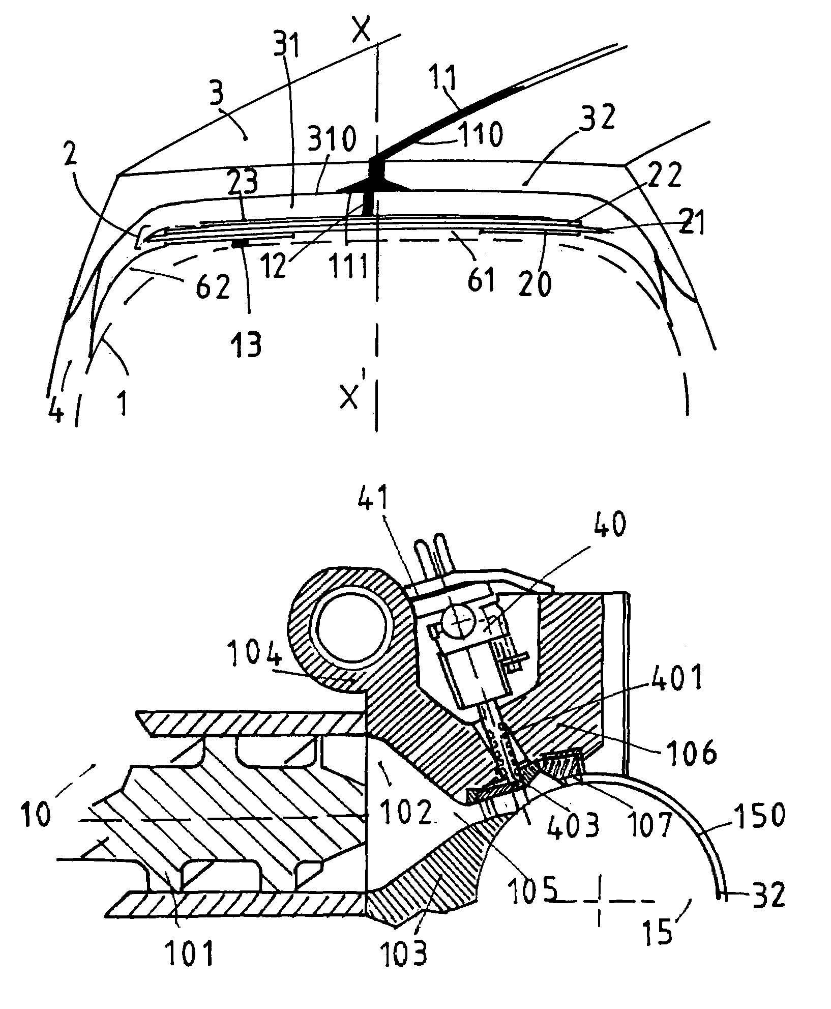 Electrically conductive tire and apparatus and process for extruding elements which have been made conductive