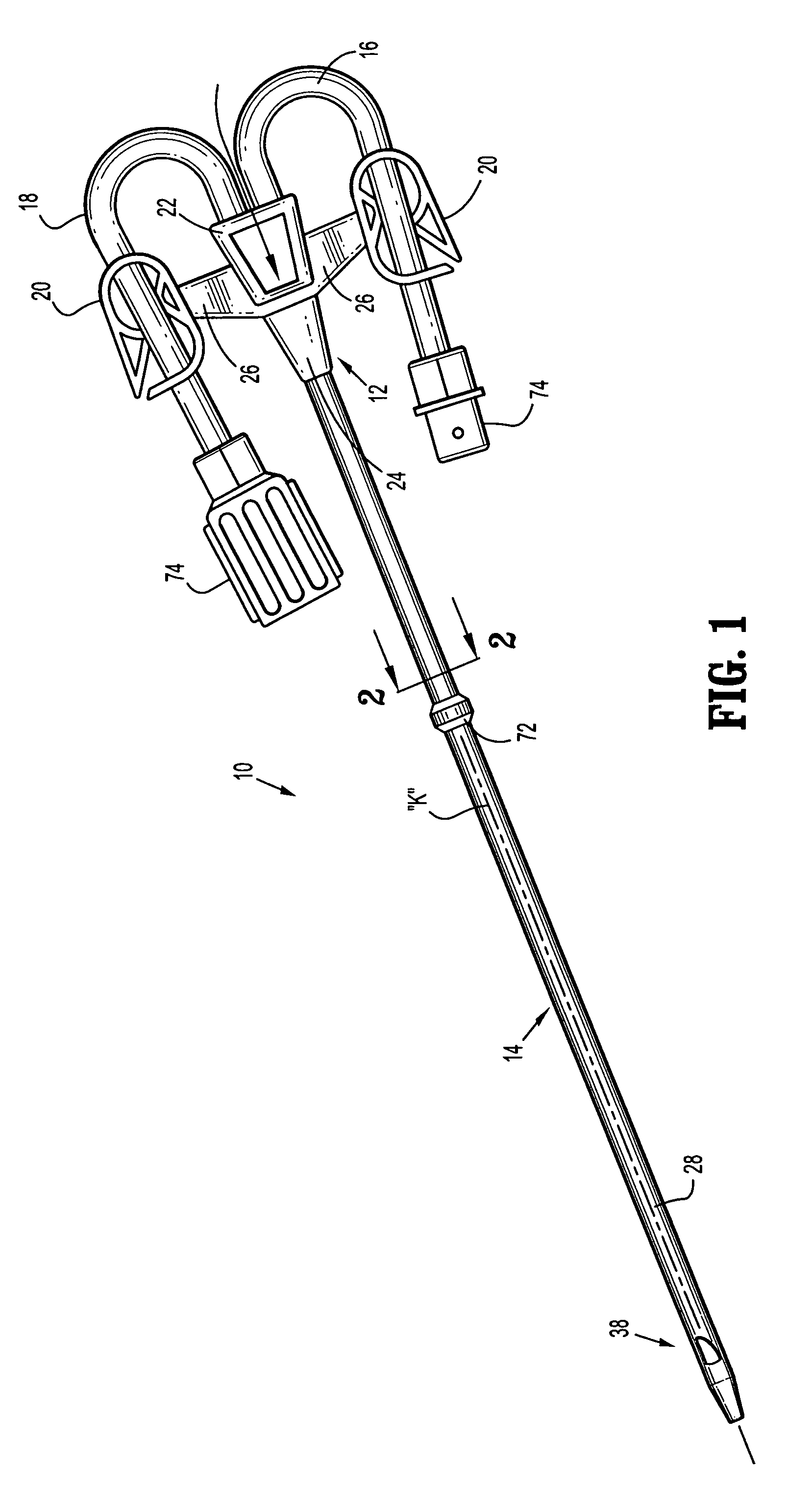 Acute hemodialysis catheter assembly