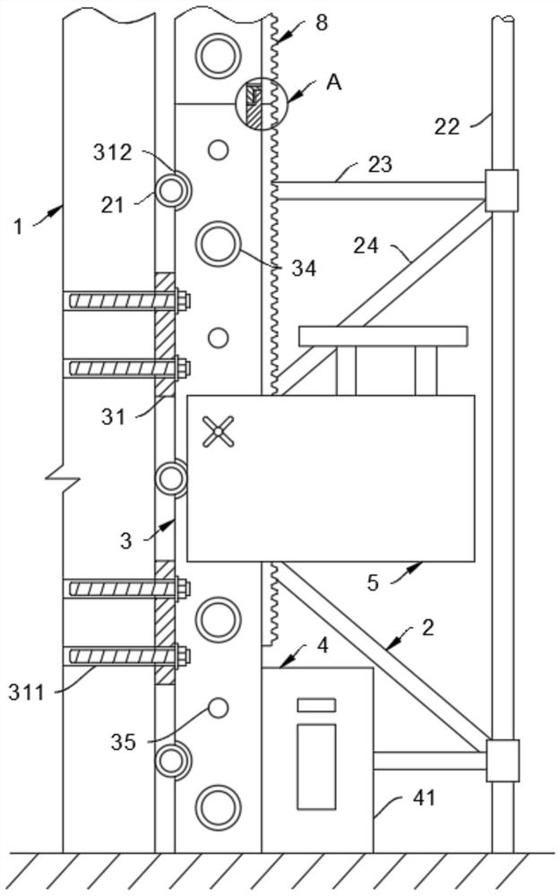 Track climbing type integral building construction scaffold convenient to disassemble