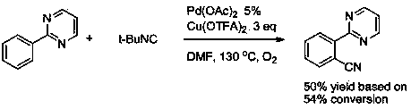 Aryl pyrimidine ortho-position monocyano compounds and synthesis method thereof