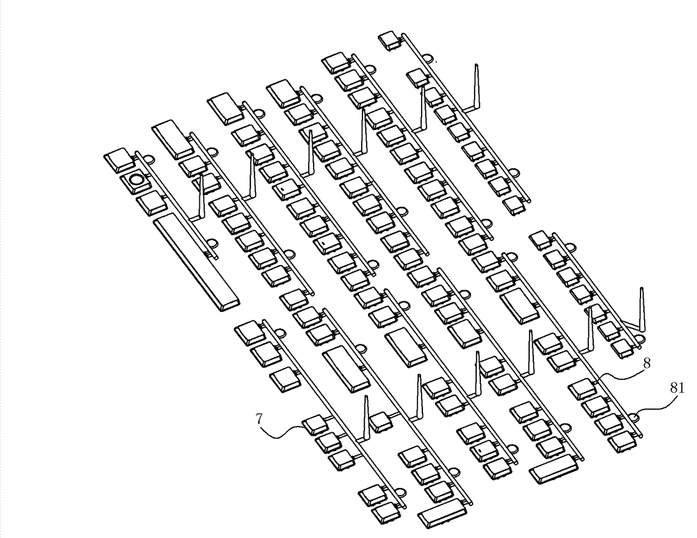 Keyboard key full-pattern injection mold structure and system thereof