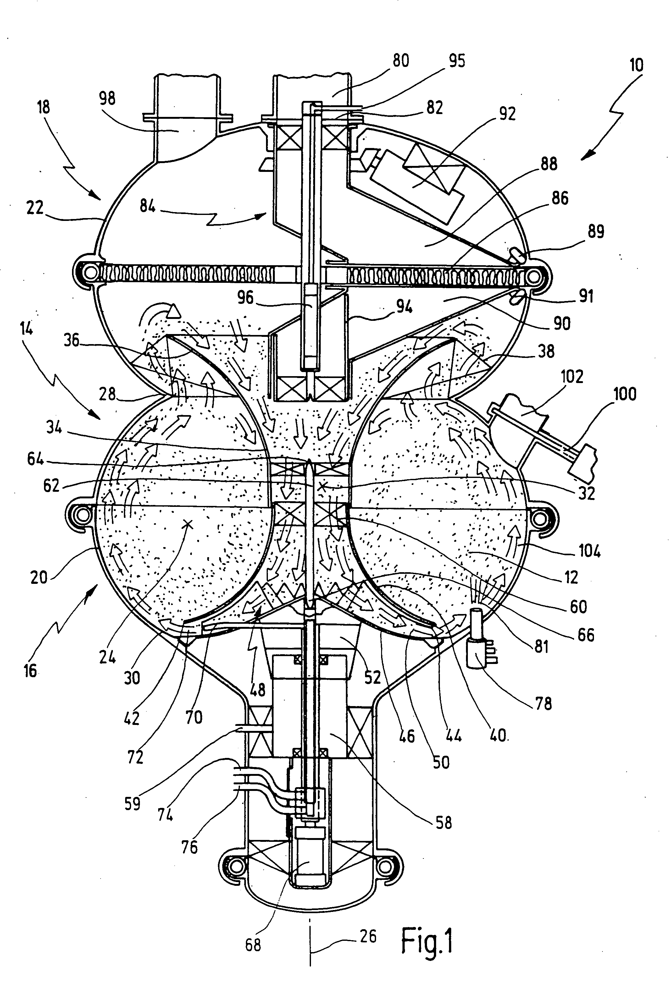 Method and apparatus for treating particulate-shaped material, in particular for mixing, drying, graduating, pelletizing and/or coating the material