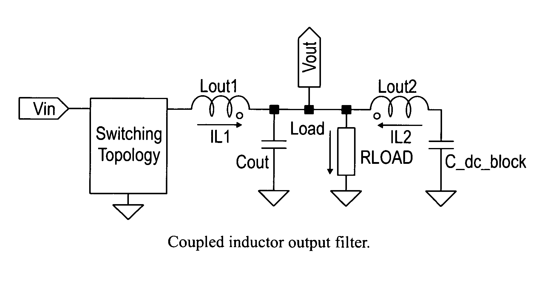 Coupled inductor output filter