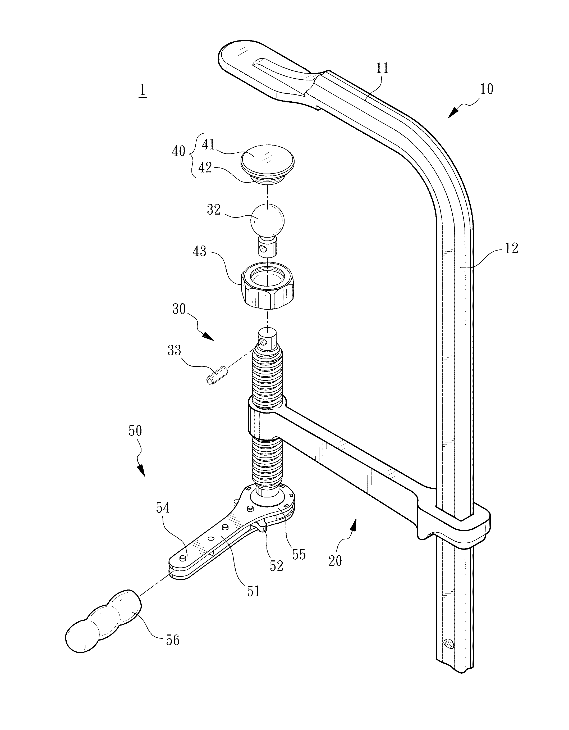 Clamp with ratchet device