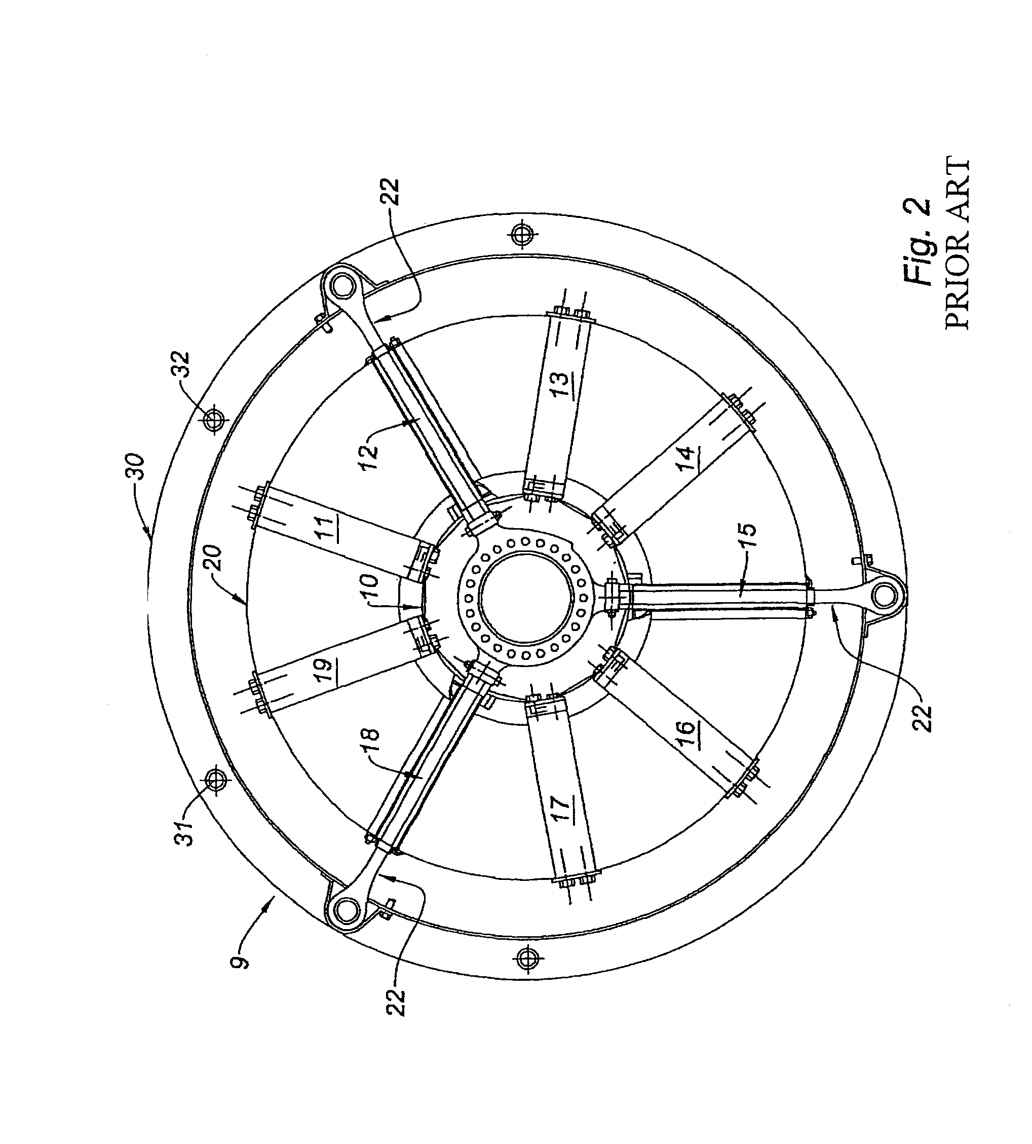 Structural turbine engine casing