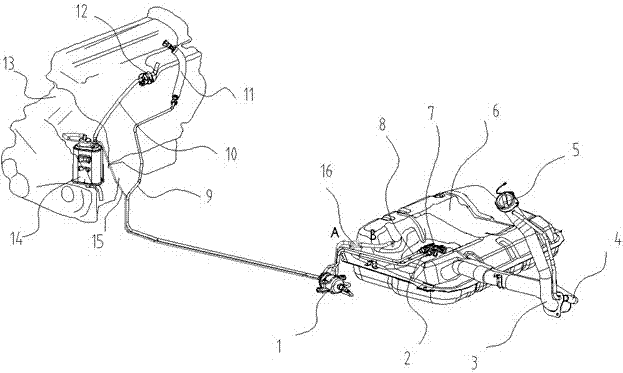 A vehicle fuel supply and evaporation system