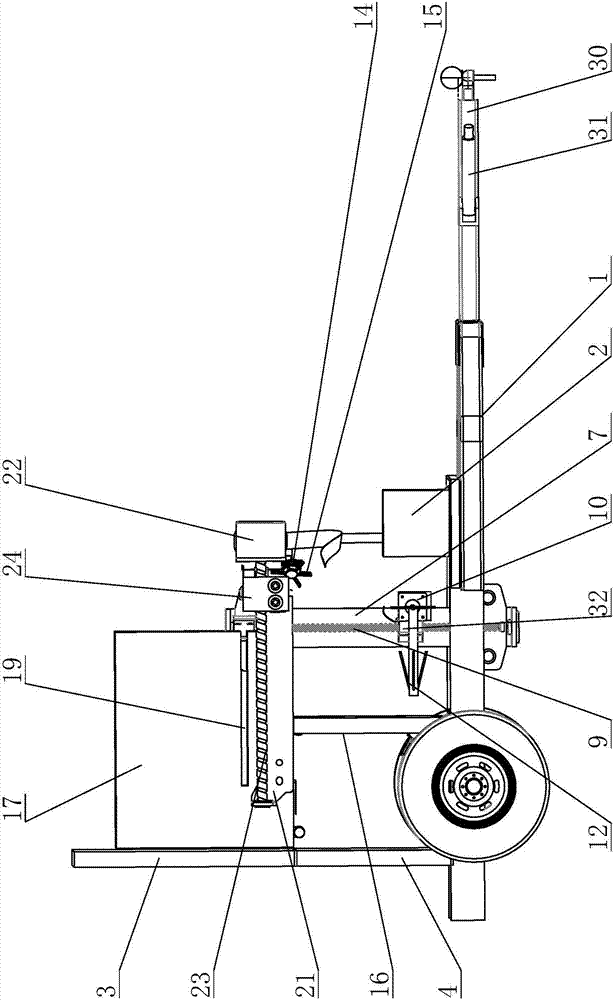 Tractor-trailer type traffic cone taking-away and putting vehicle