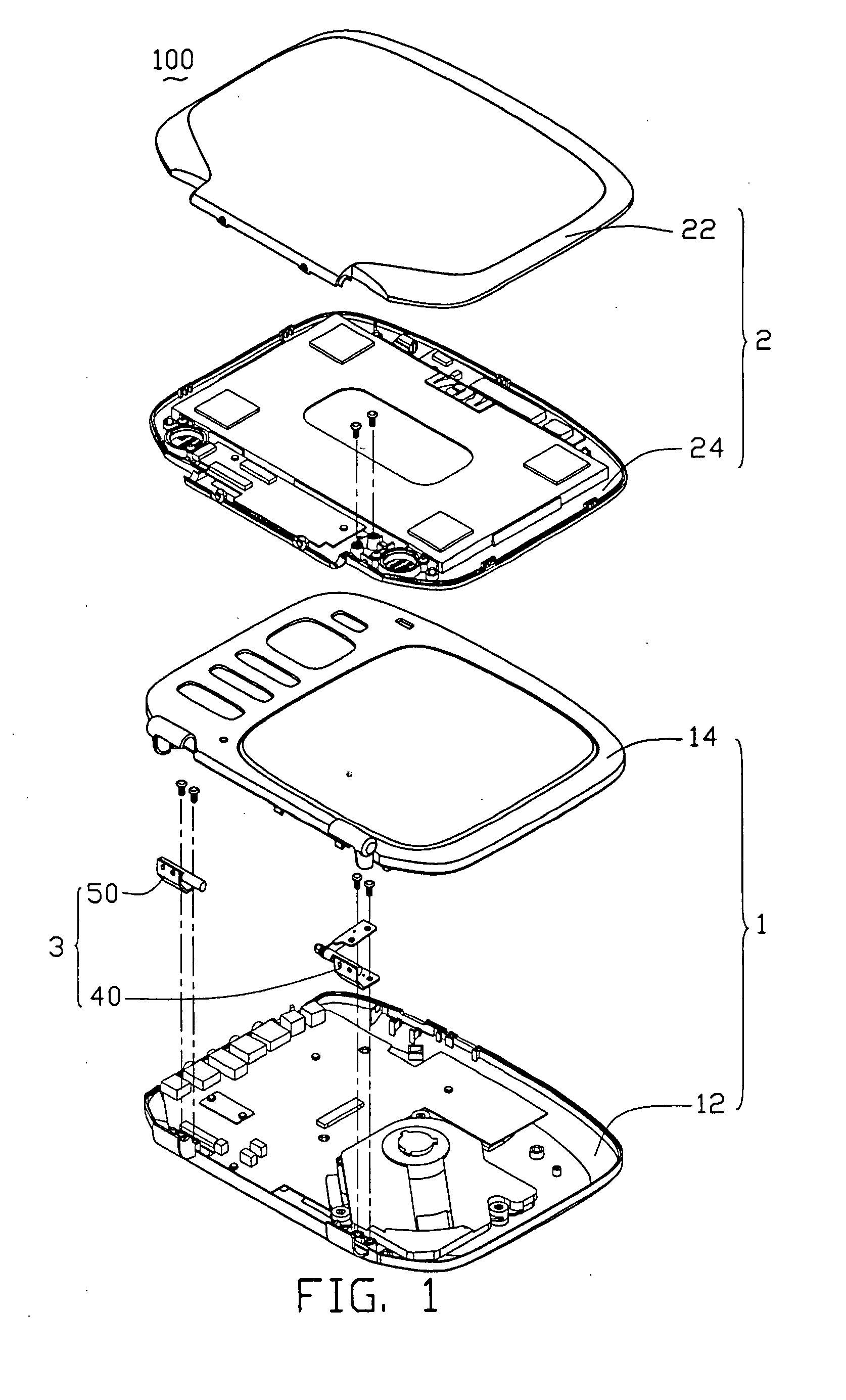 Hinge assembly for media player