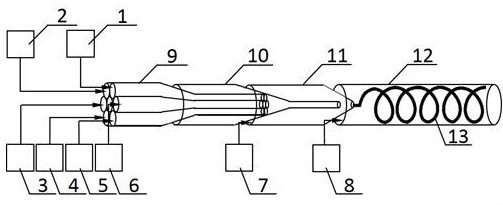 Spiral fiber wrapped with perovskite quantum dots, and preparation method and device