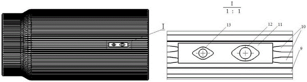 Temperature and pressing measuring device on water-cooling wall surface of combustion chamber and machining method thereof