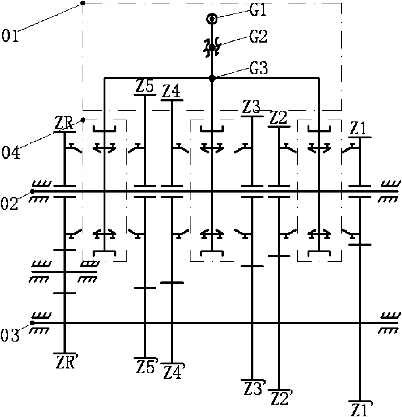 Step mechanical speed changer without power transmission interruption during gear shift