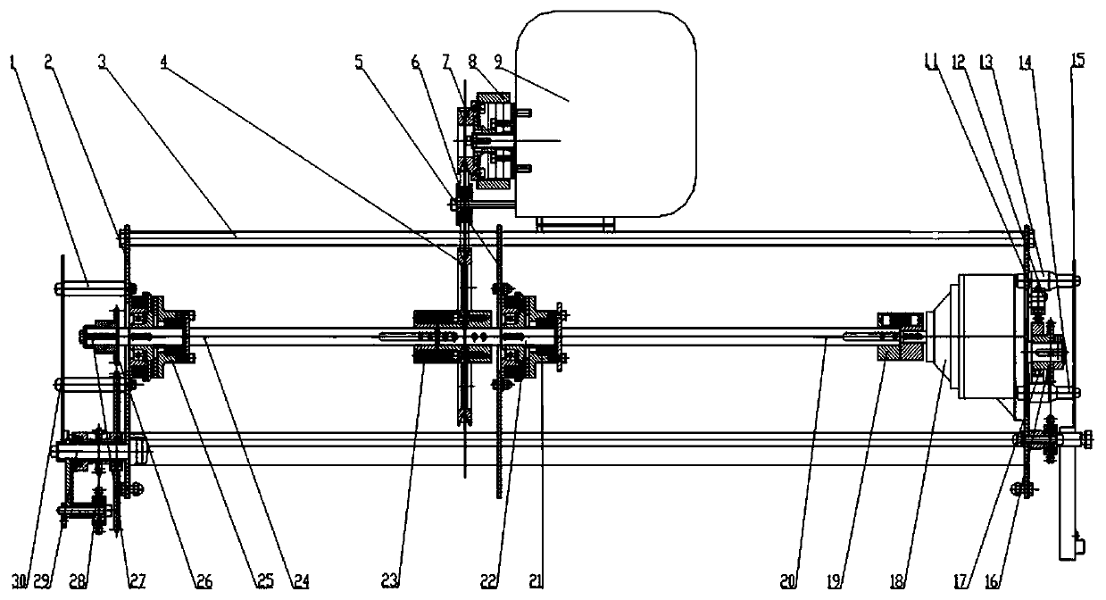 Power output mechanism of transplanting machine with intermittent operation and walking