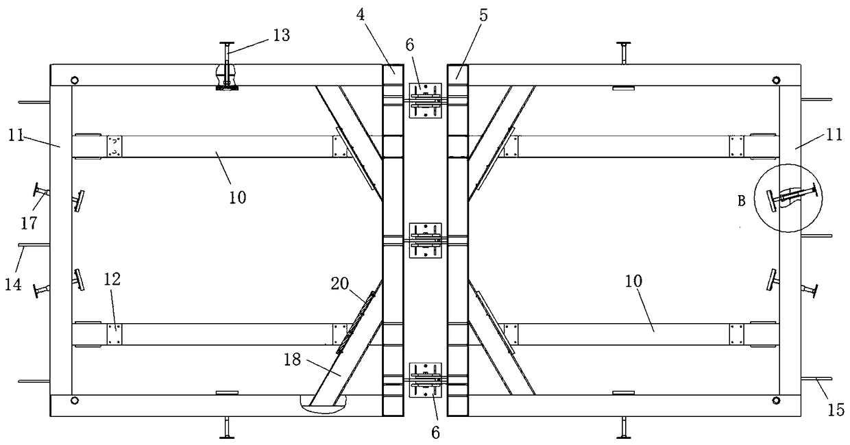 Overturning device and overturning method for large plate parts