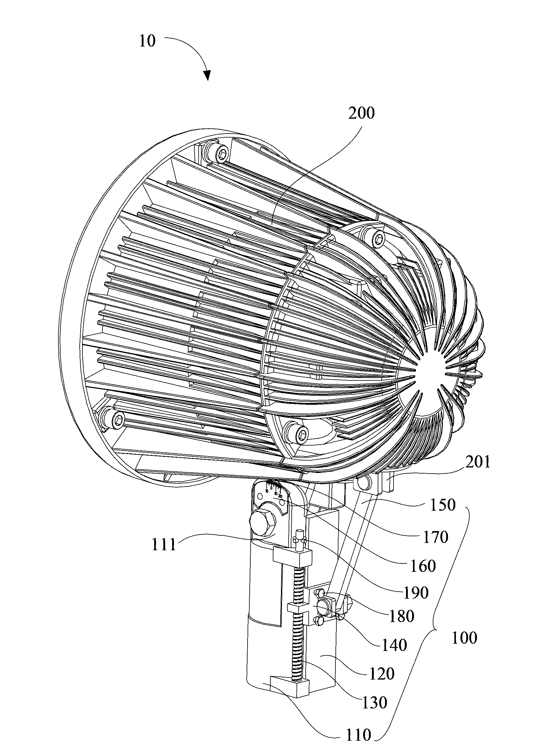 Lamp holder angle adjusting structure and airport approach lamp using lamp holder angle adjusting structure