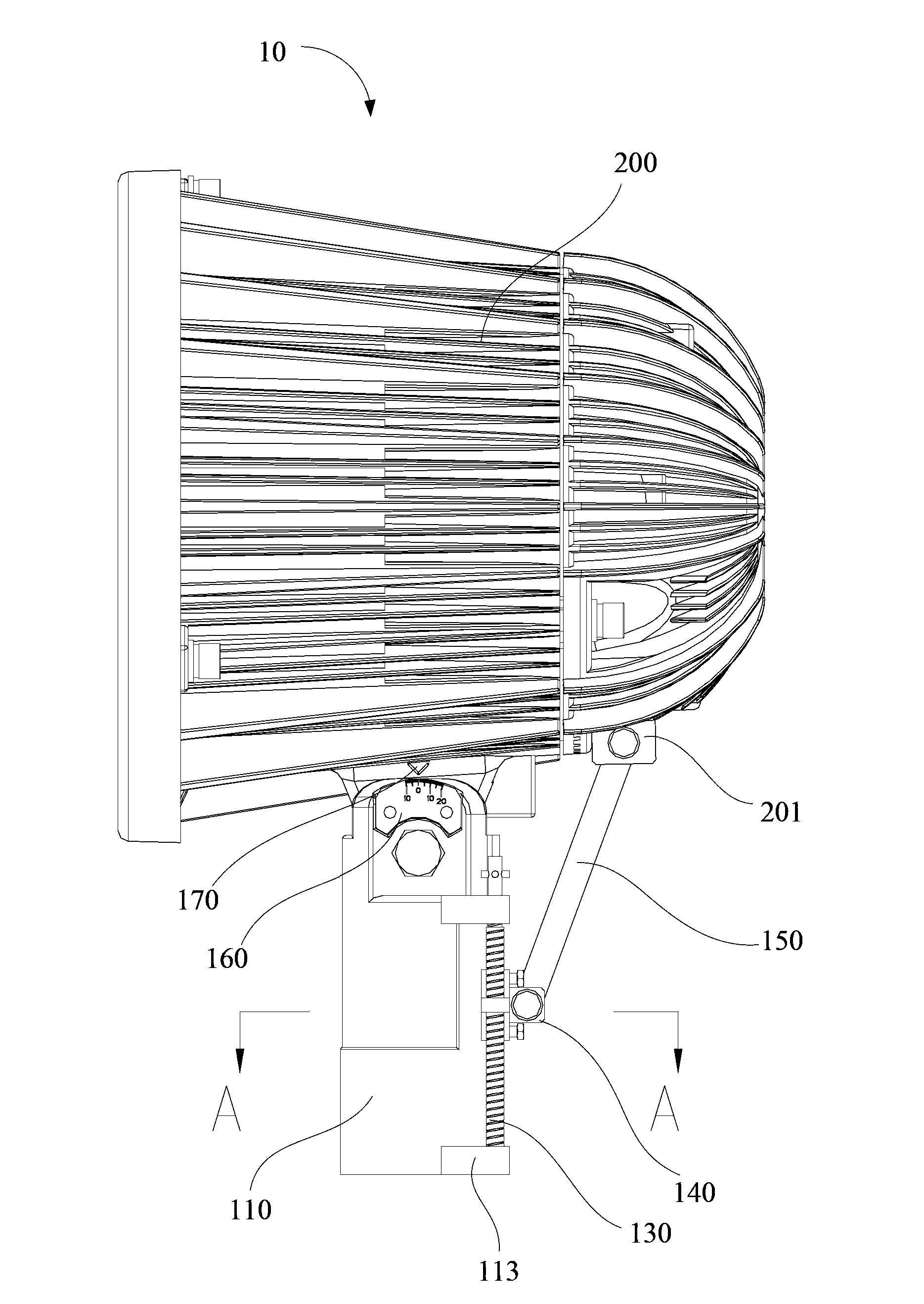 Lamp holder angle adjusting structure and airport approach lamp using lamp holder angle adjusting structure