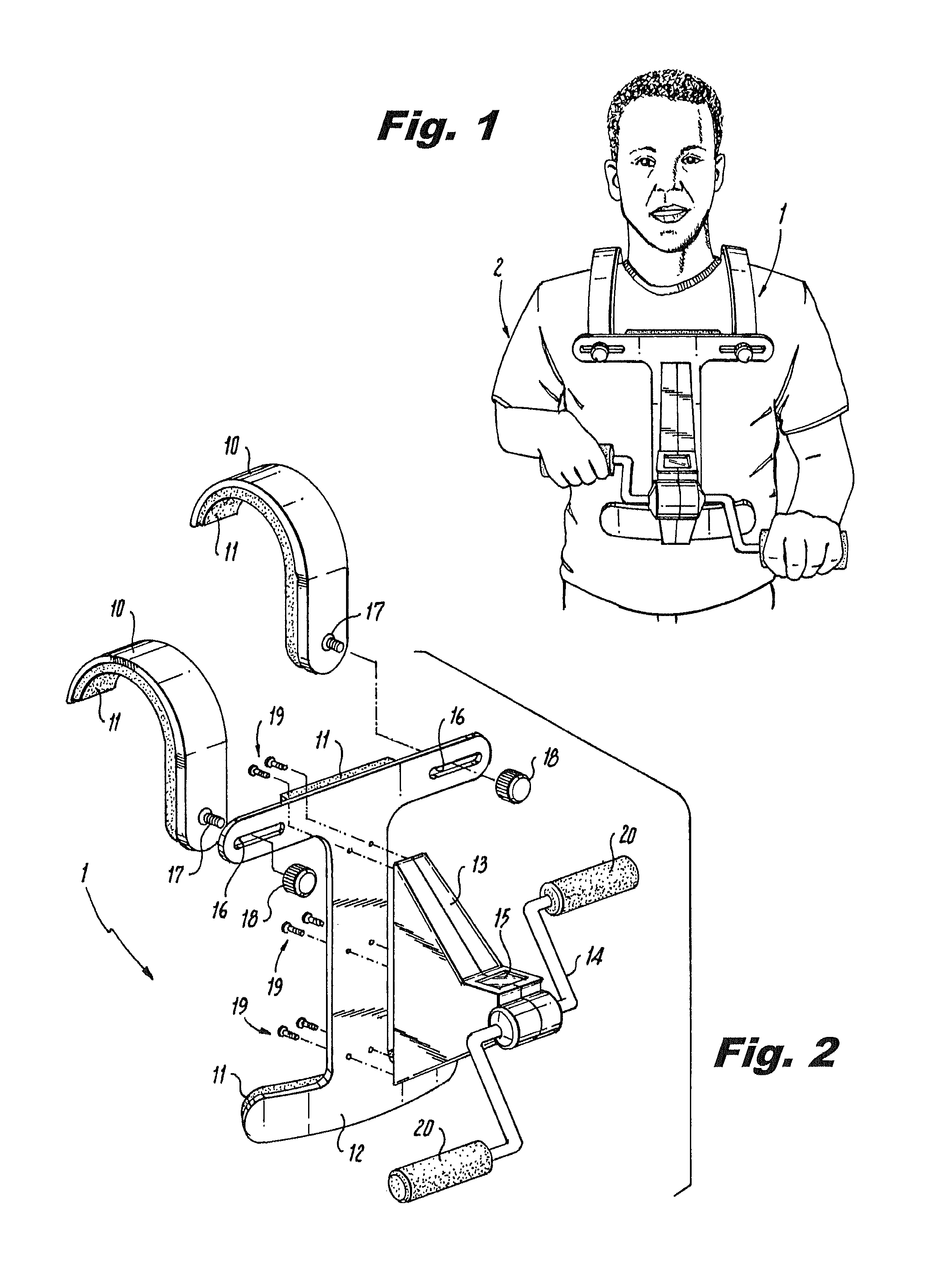 Harness with upper body exerciser