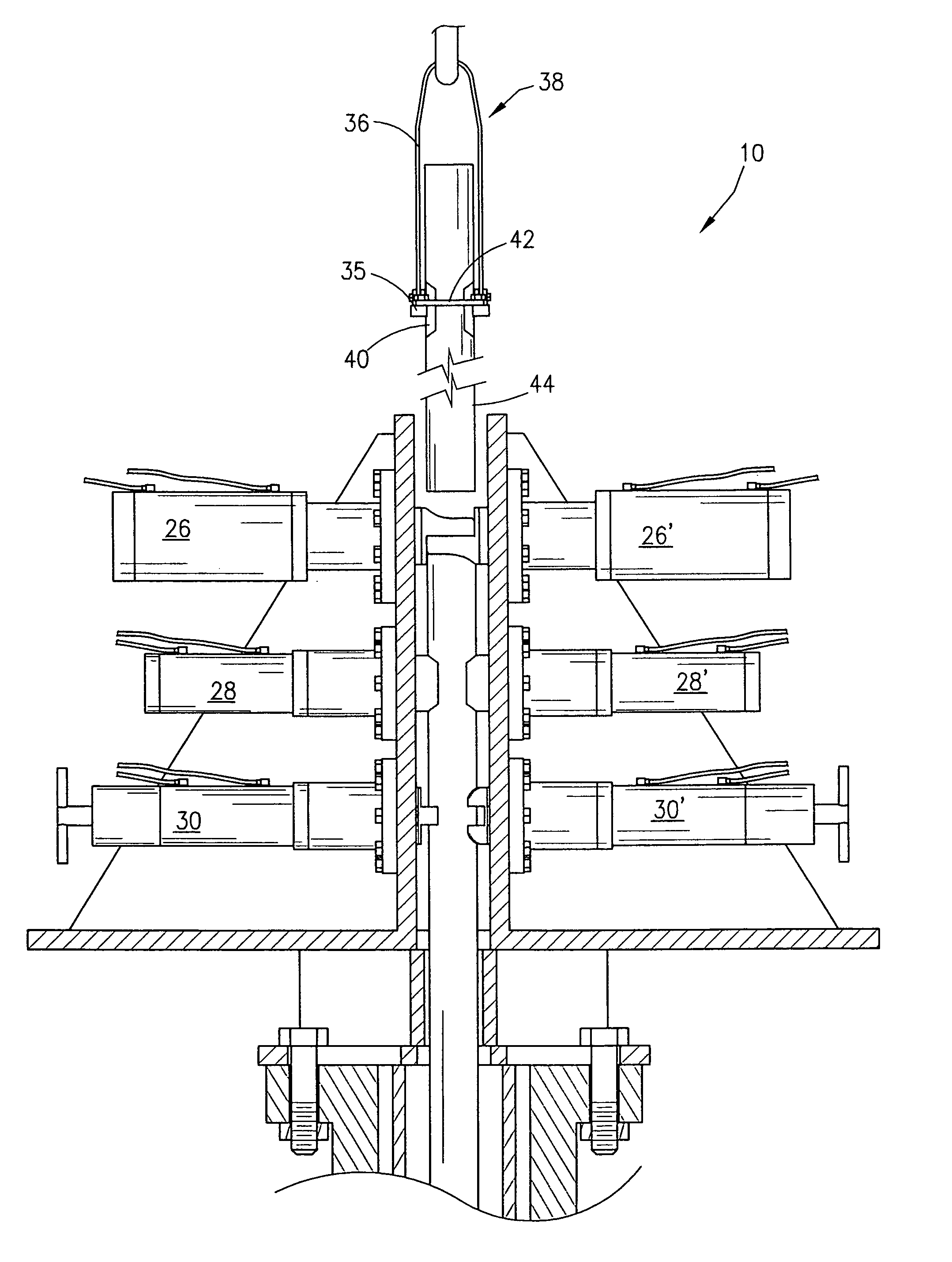 Apparatus and method for extracting a tubular string from a bore hole