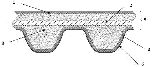 Automobile timing driving belt for oil immersion