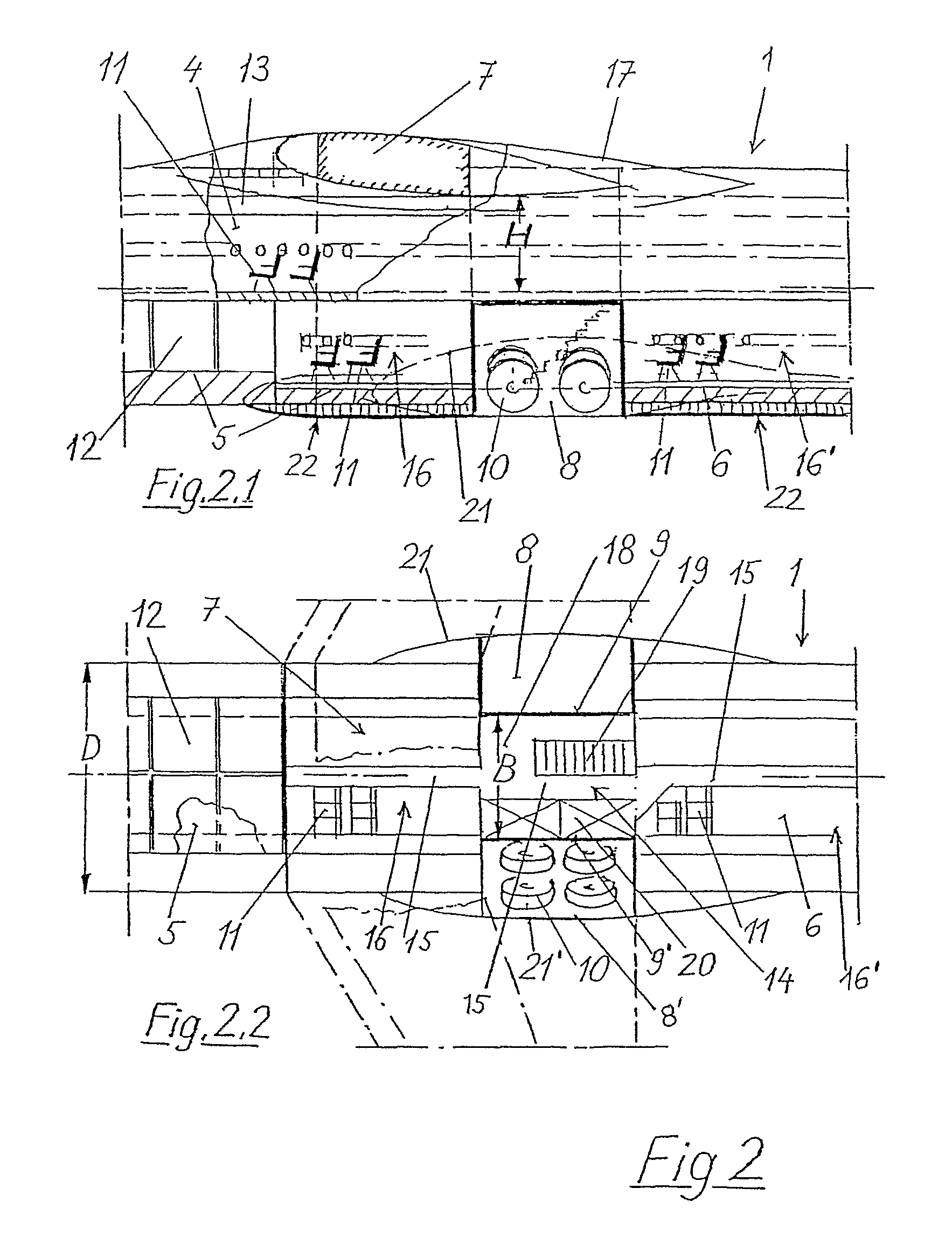 Commercial aircraft with a main deck and a lower deck