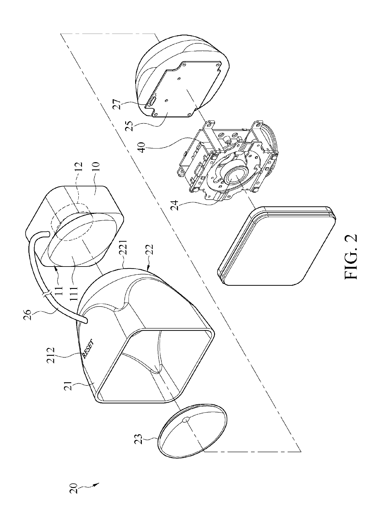 Image capturing device having power reset function