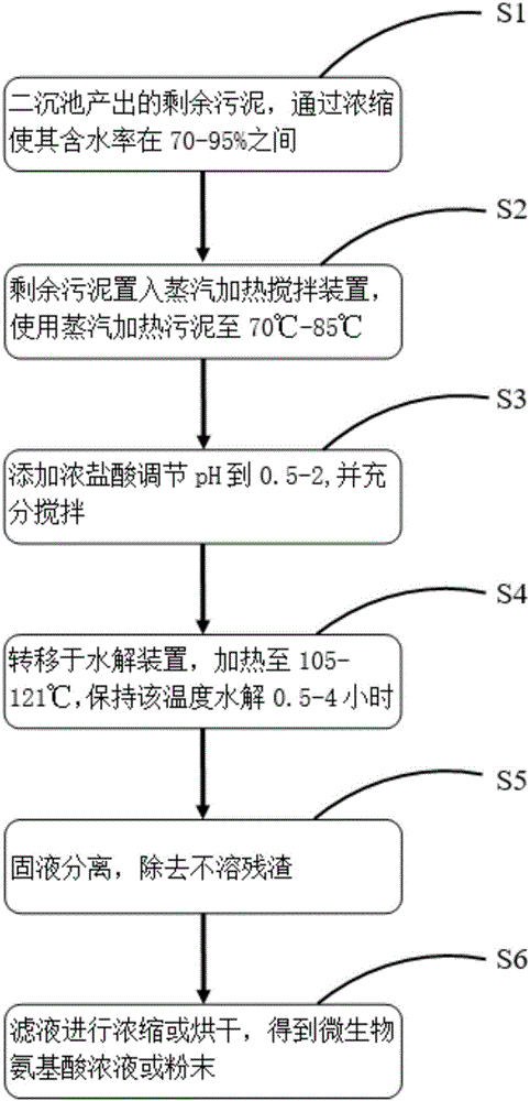 Method for extracting microbial amino acid by sludge acid hydrolysis