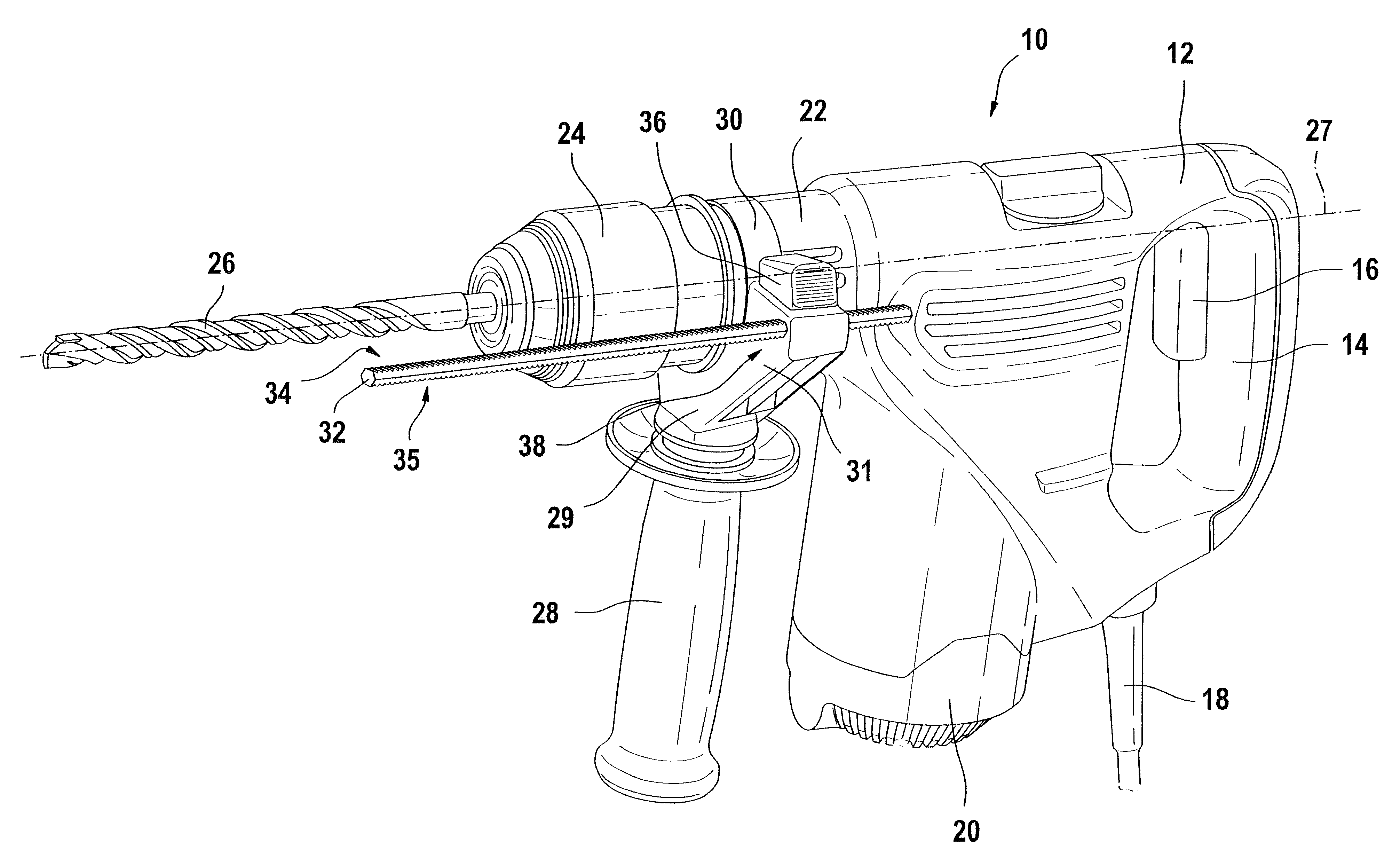 Hand machine tool with depth stop