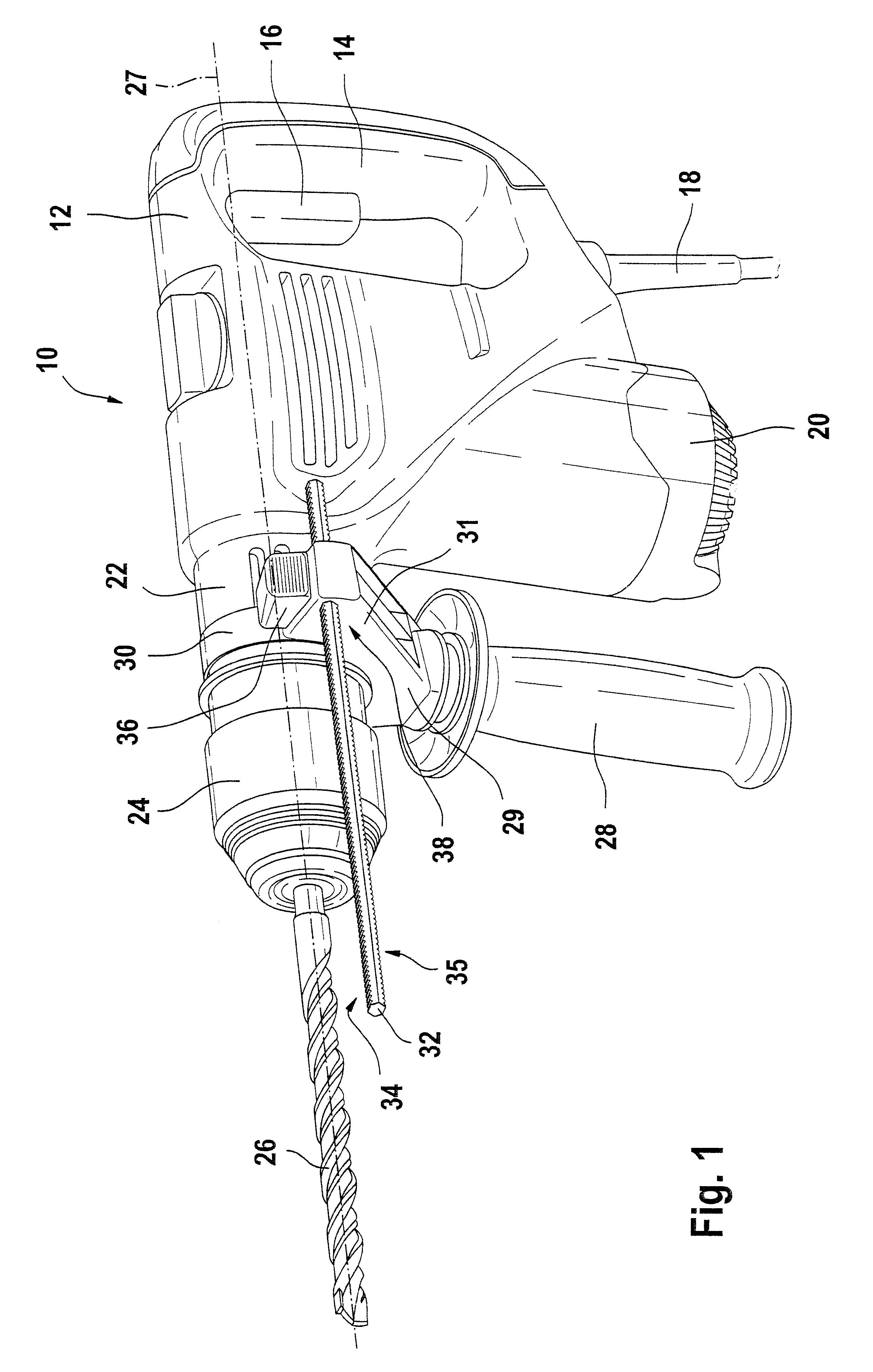 Hand machine tool with depth stop