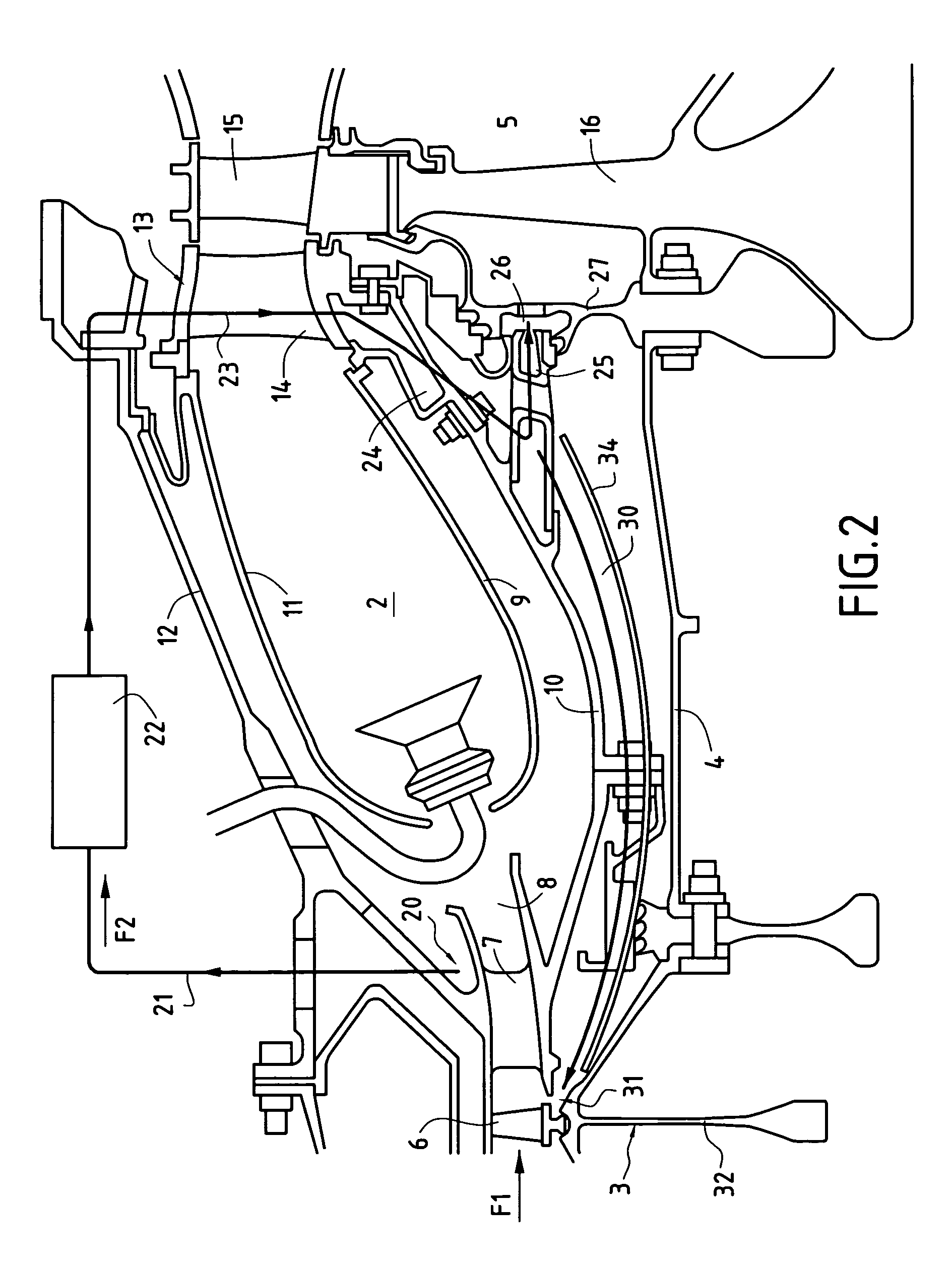 Heat exchanger on a turbine cooling circuit