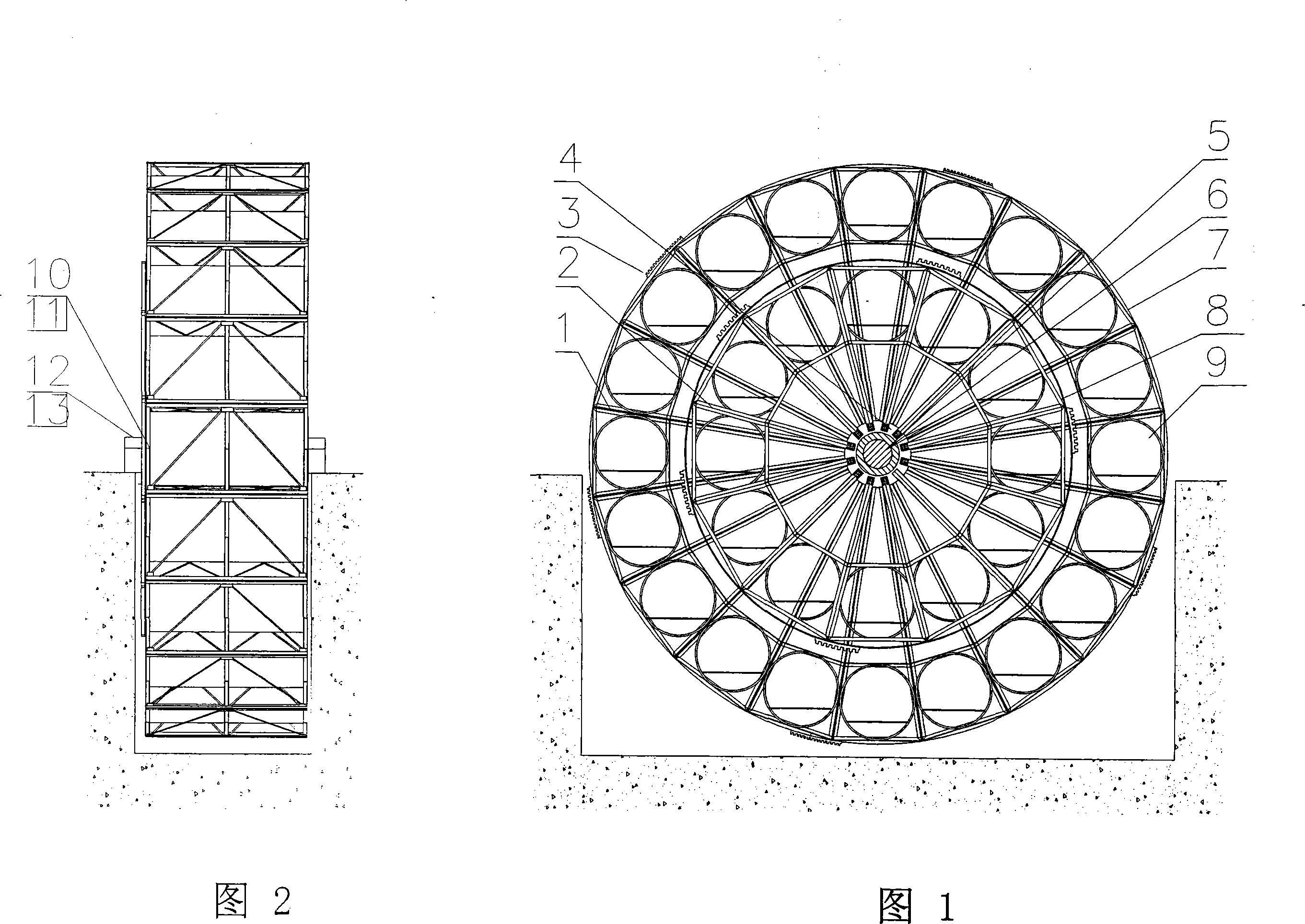 Ring arch type split cab multi-storied garage