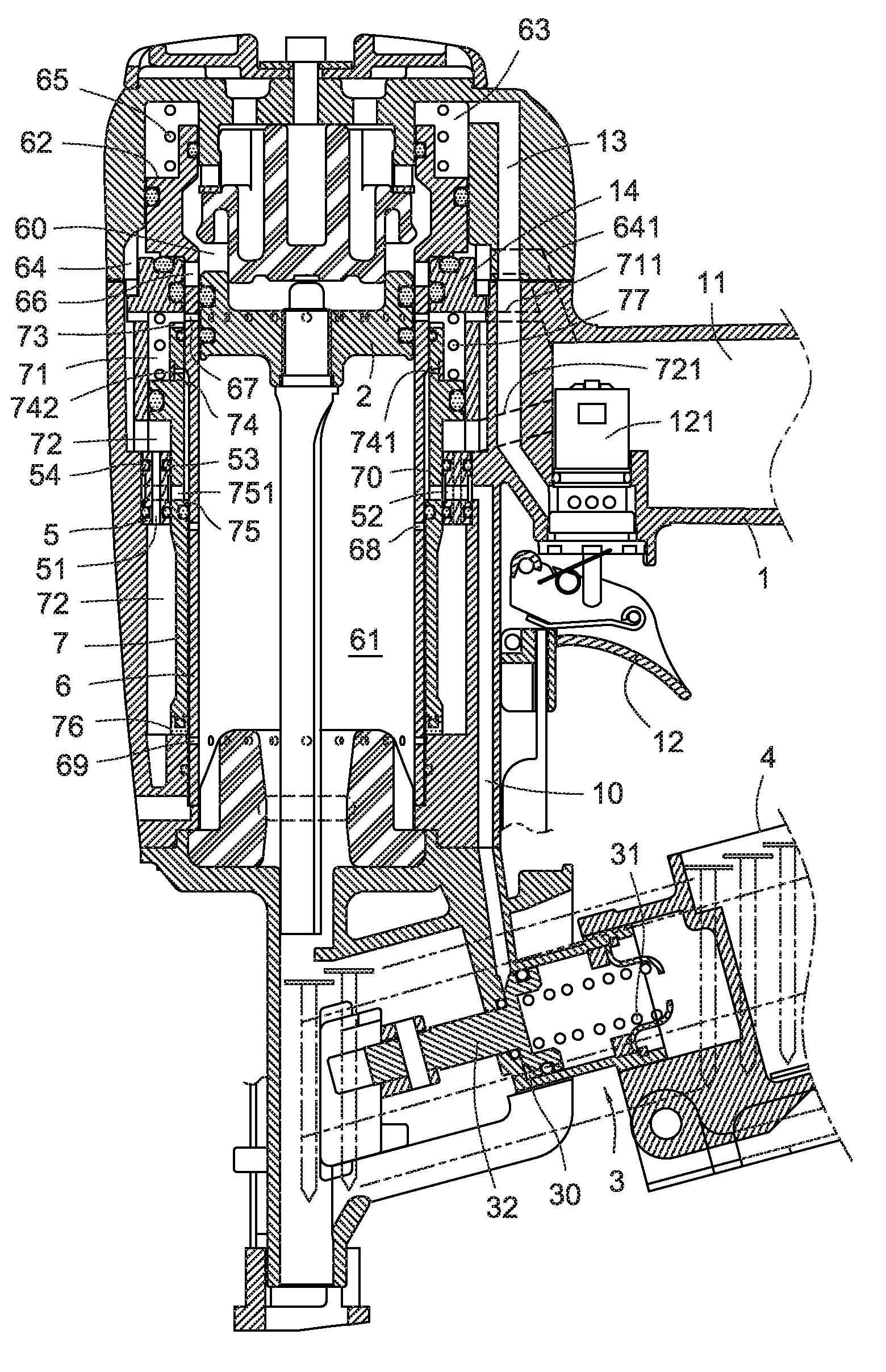 Pneumatic nail gun having nail pusher