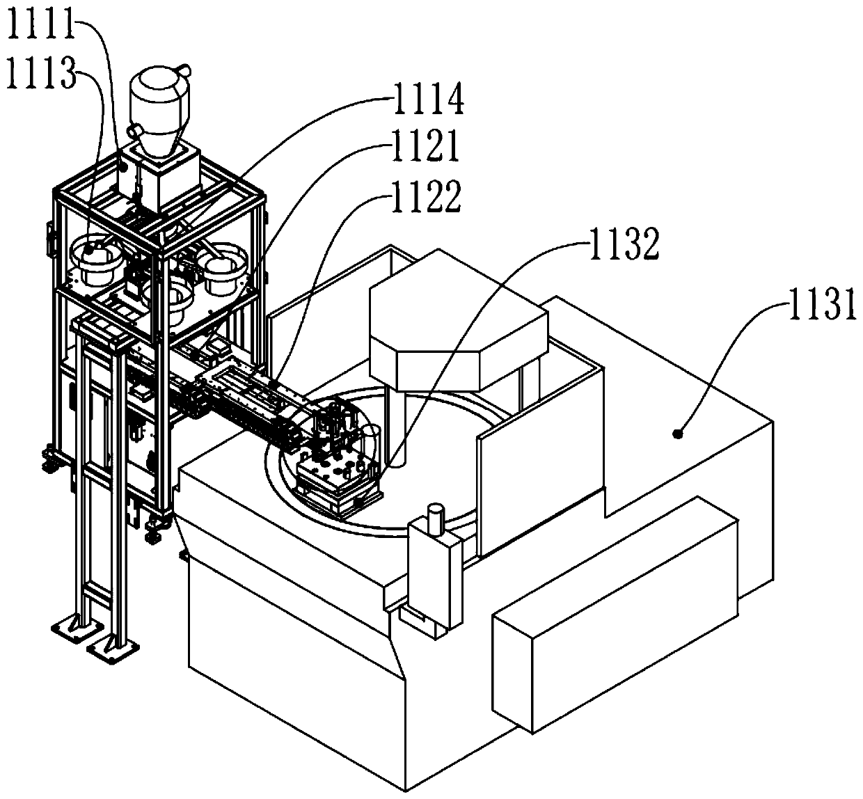 Automatic injection molding assembling line for grenade shells