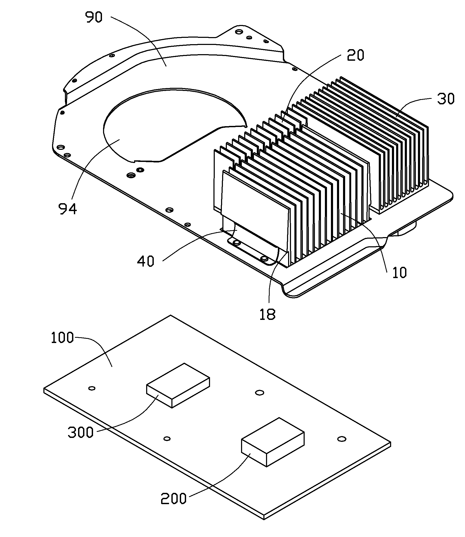 Electronic system with heat dissipation device