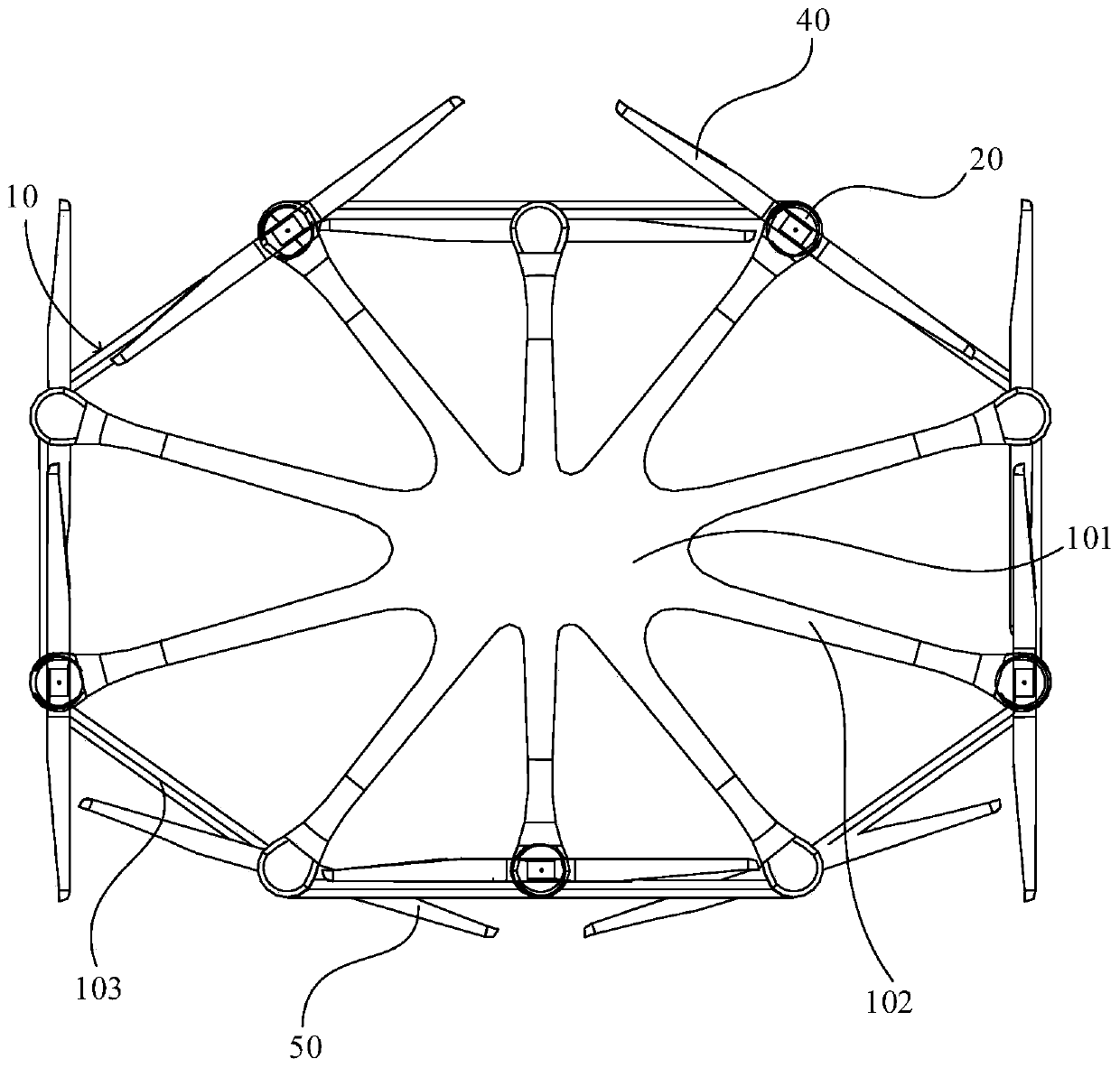 Multi-rotor aircraft with multiple shafts arranged in staggered mode