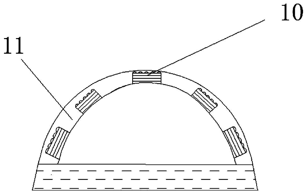 Fan safety helmet with spring buffer device