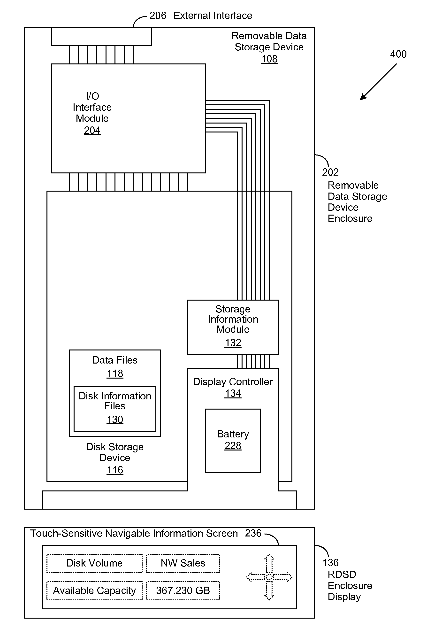 Removable hard disk with display information