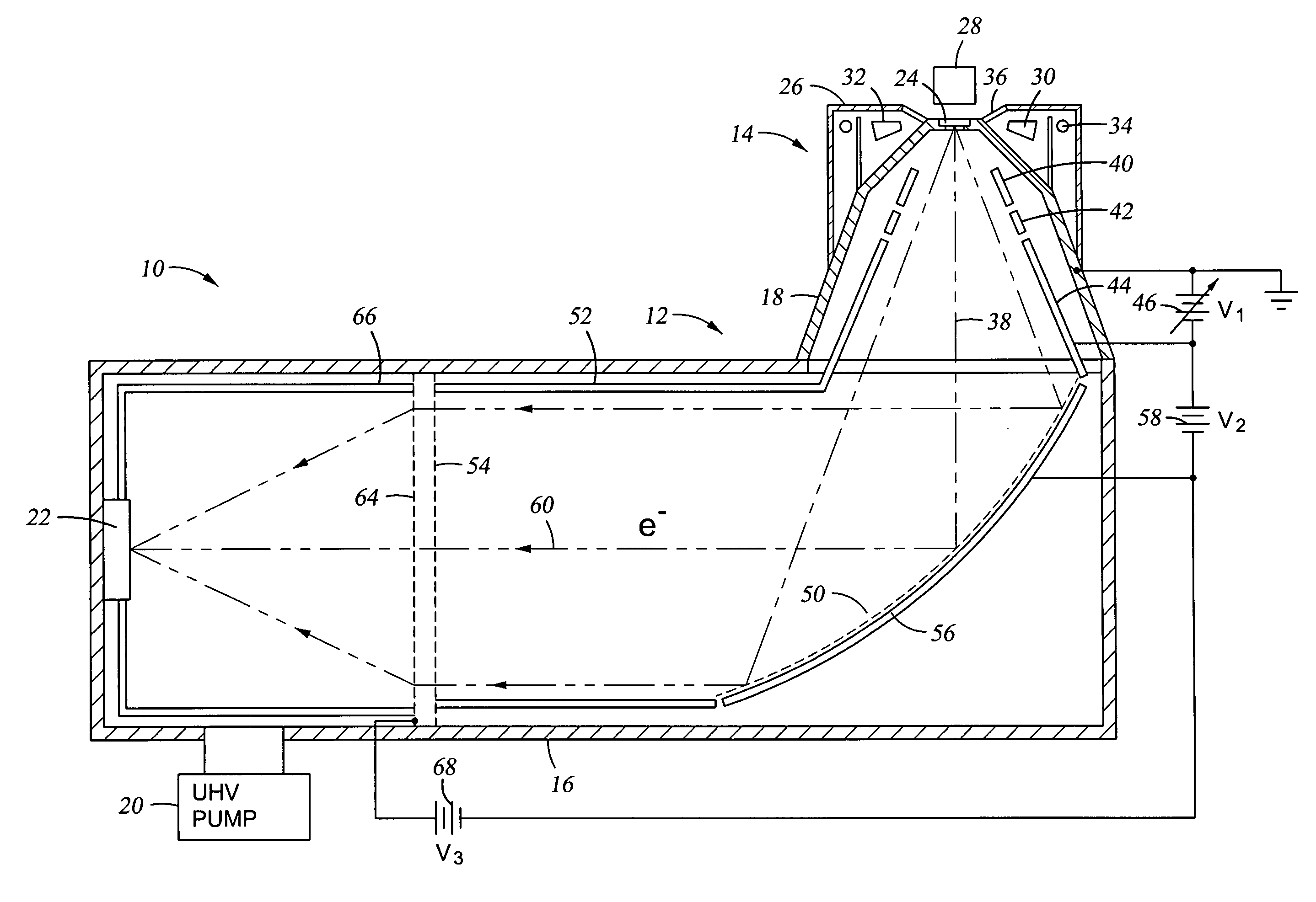 Non-dispersive charged particle energy analyzer