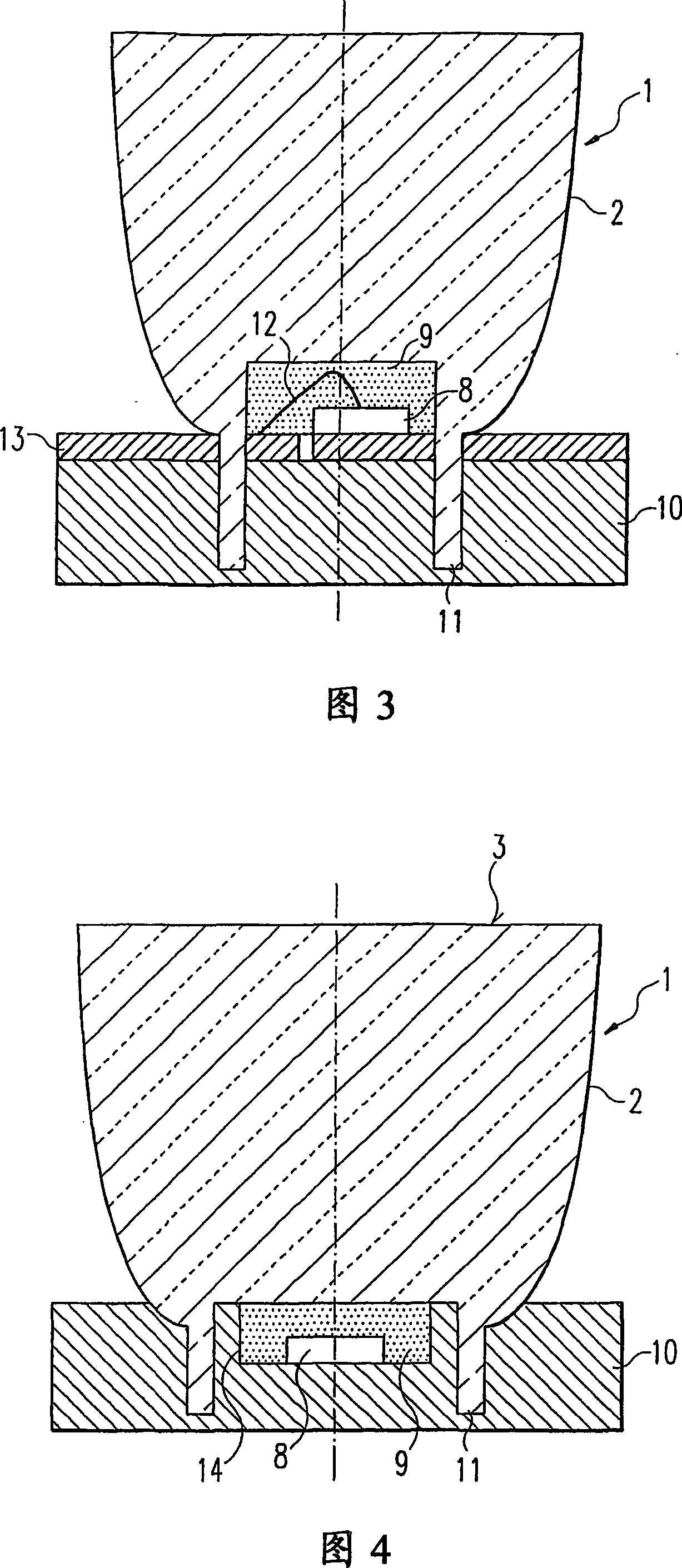 Led spotlight having funnel-shaped lens