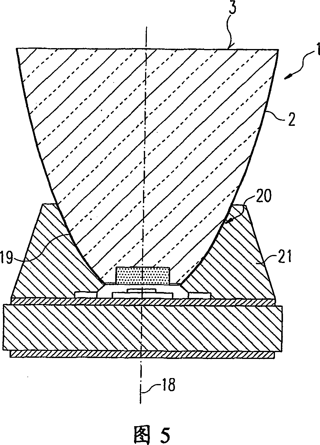 Led spotlight having funnel-shaped lens