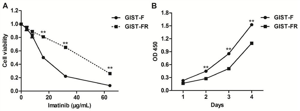 Imatinib-resistant kit and pdgfra wild-type gist cell lines and their construction methods and applications