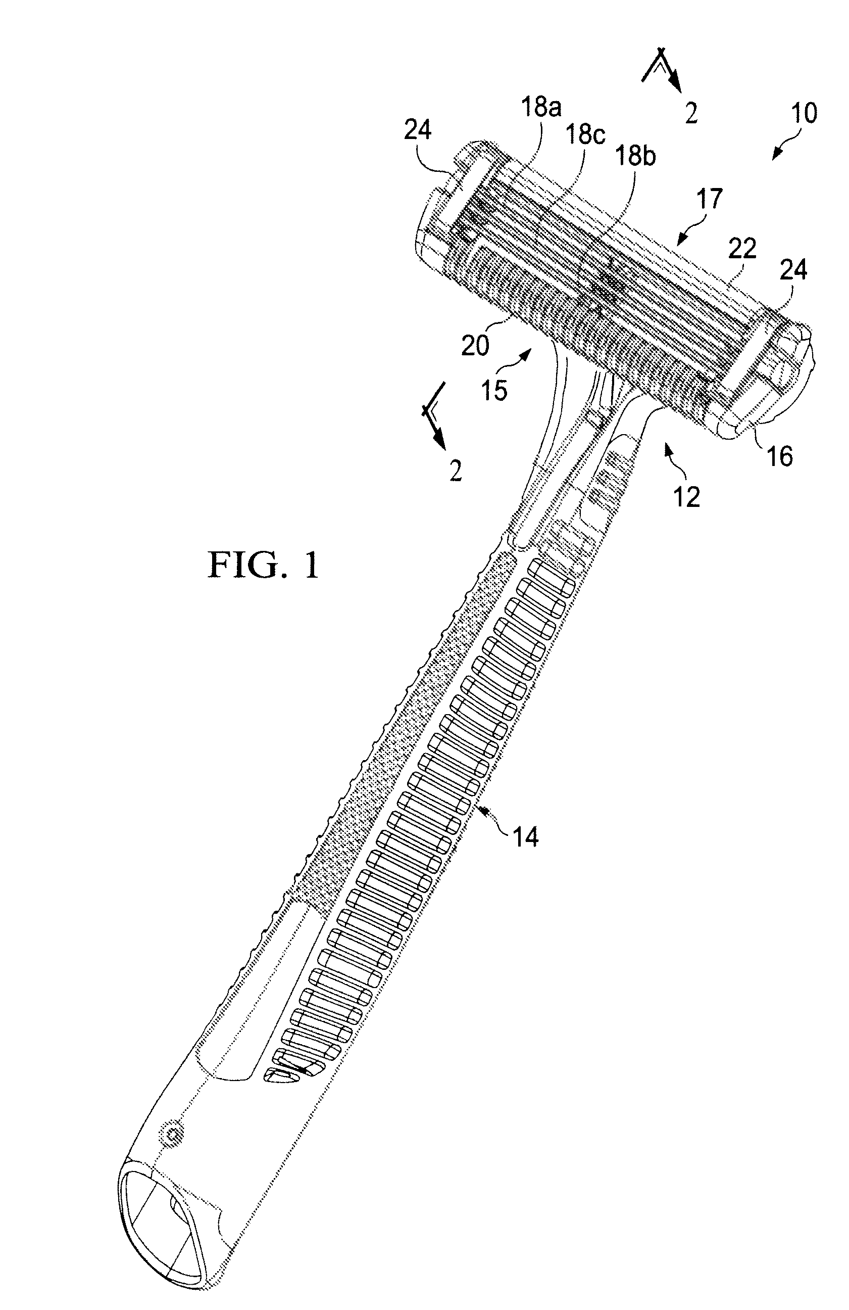 Shaving cartridge with supressed blade geometry