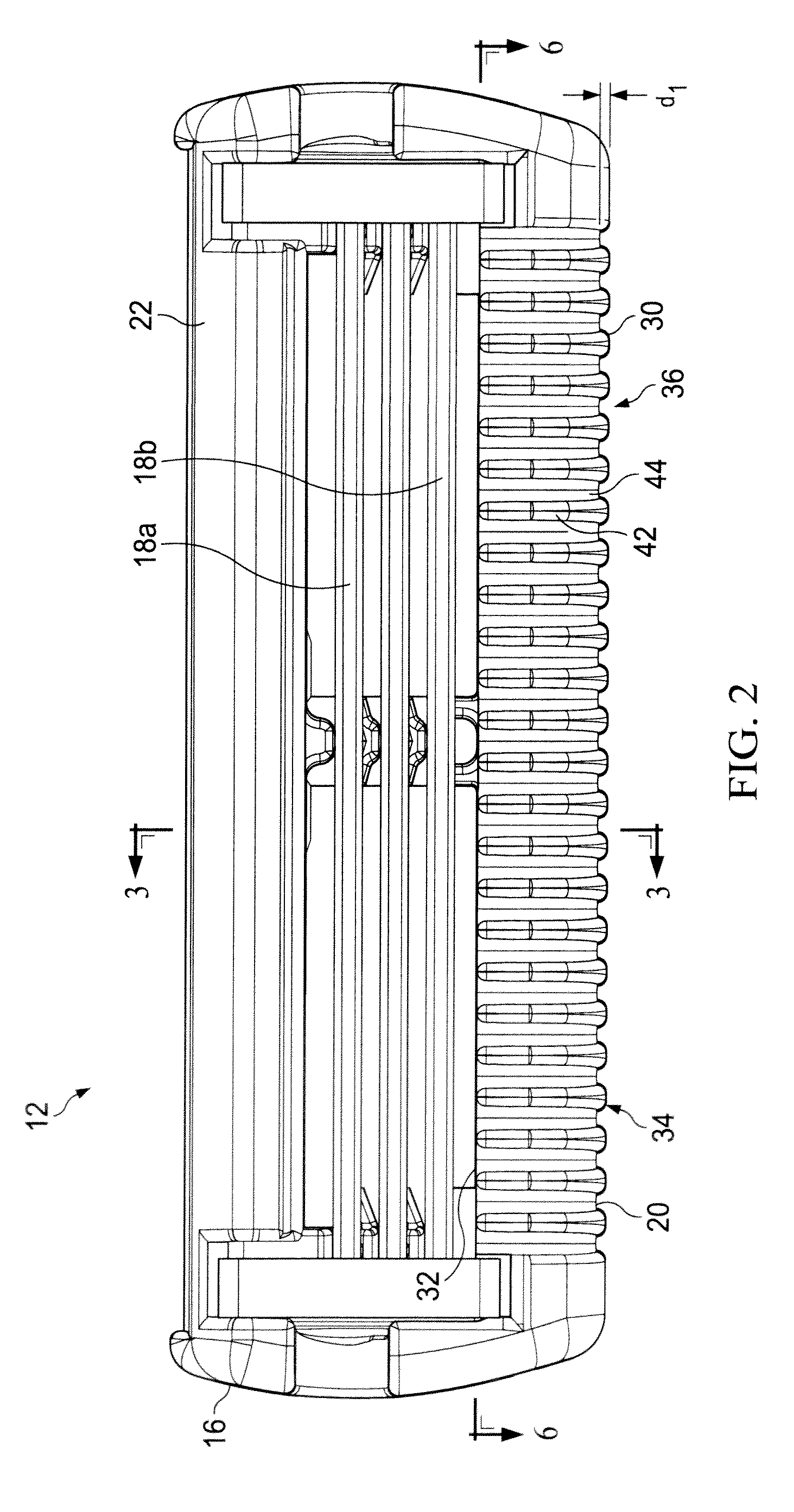 Shaving cartridge with supressed blade geometry