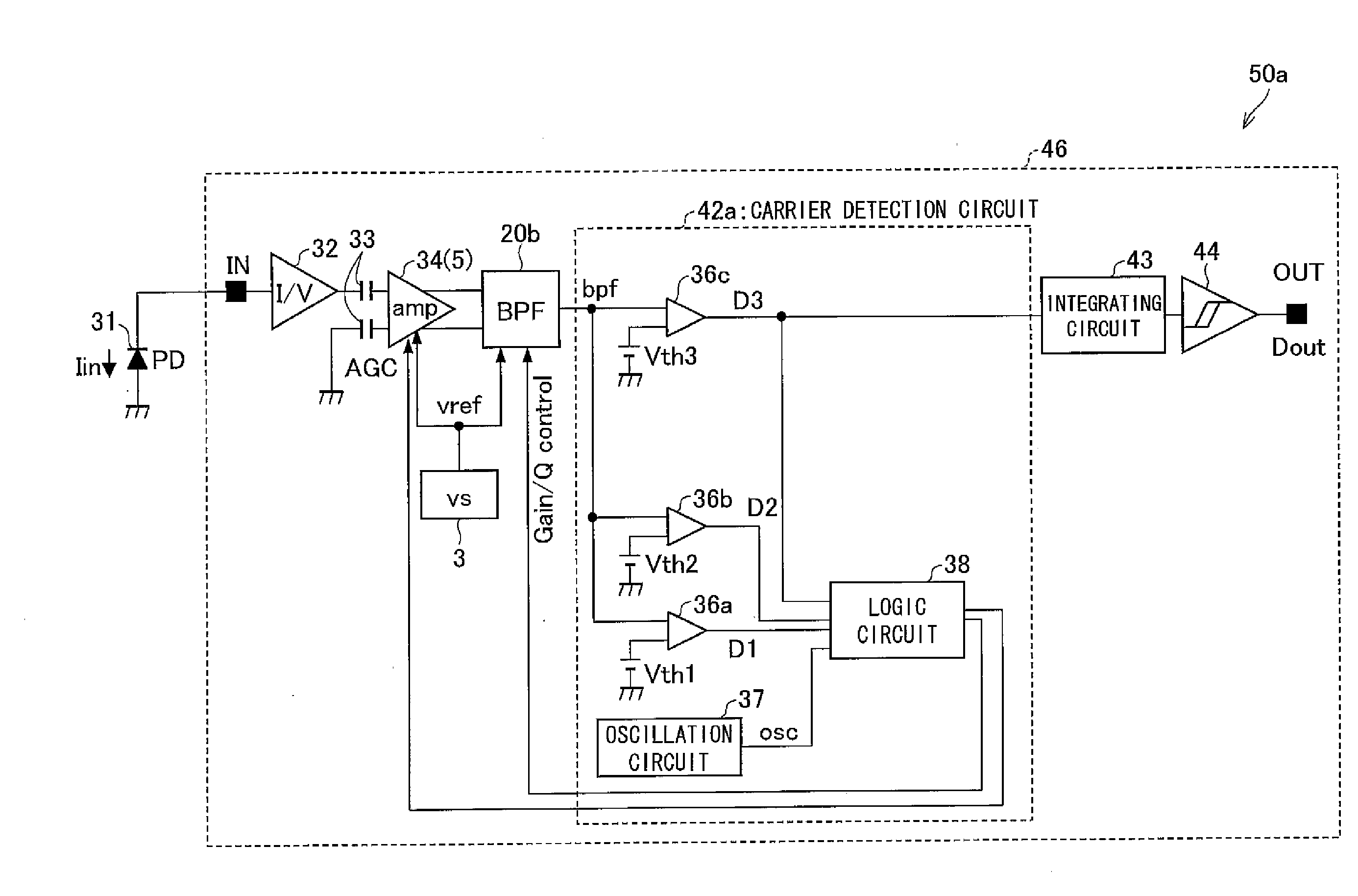 Operational amplifier circuit, bandpass filter circuit, and infrared signal processing circuit