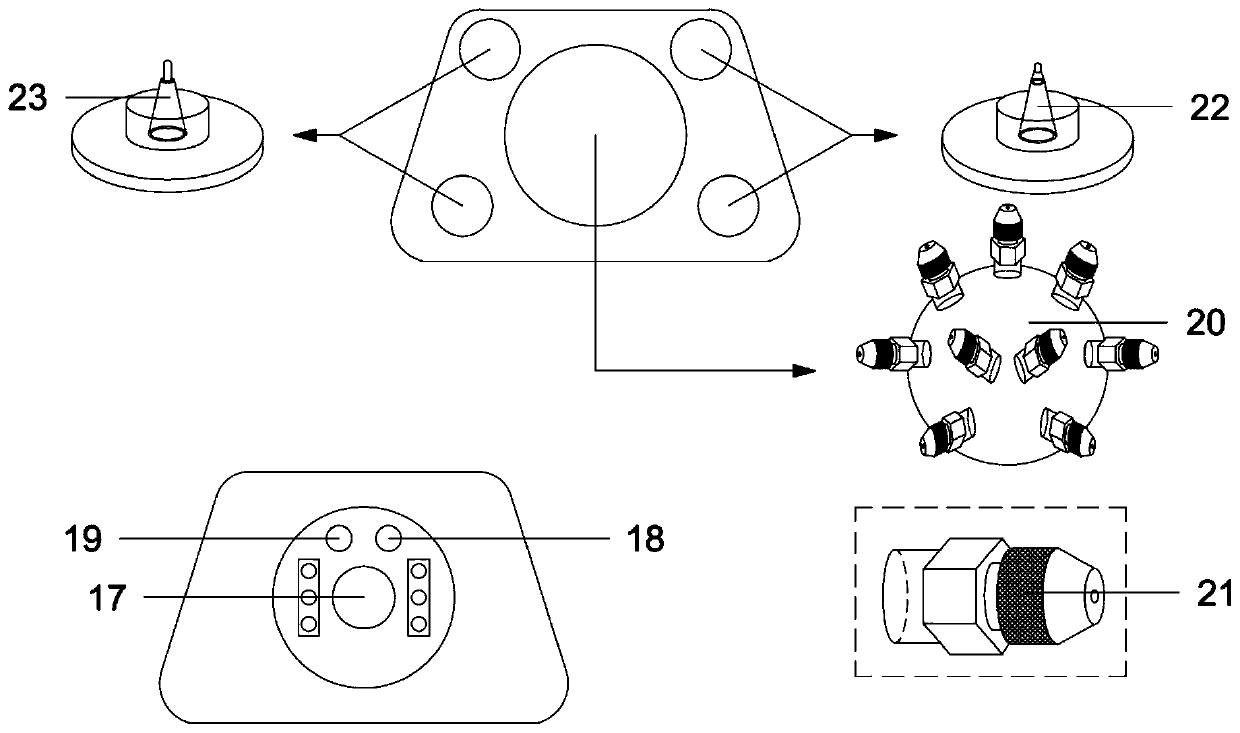 Overhead-spraying dust laying and haze removing device for treating atmospheric pollution of municipal open space