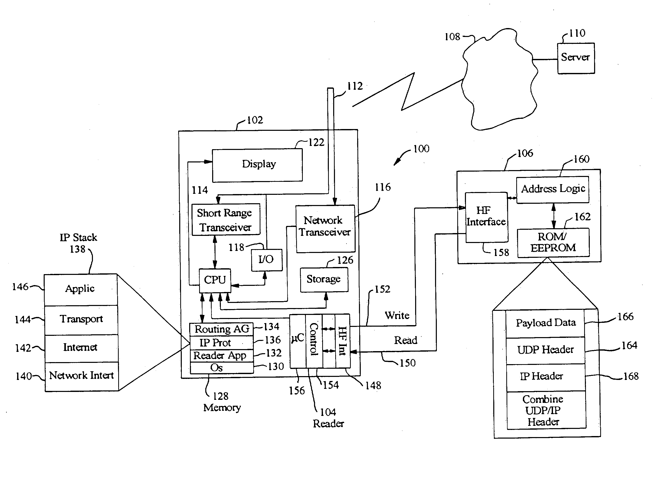 RFID system with packetized data storage in a mobile environment: methods, systems and program products