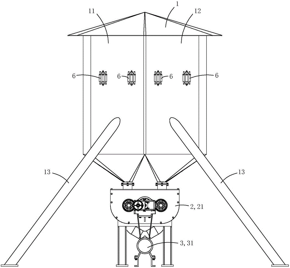 Double-body electric grain unloading granary with real-time monitoring function