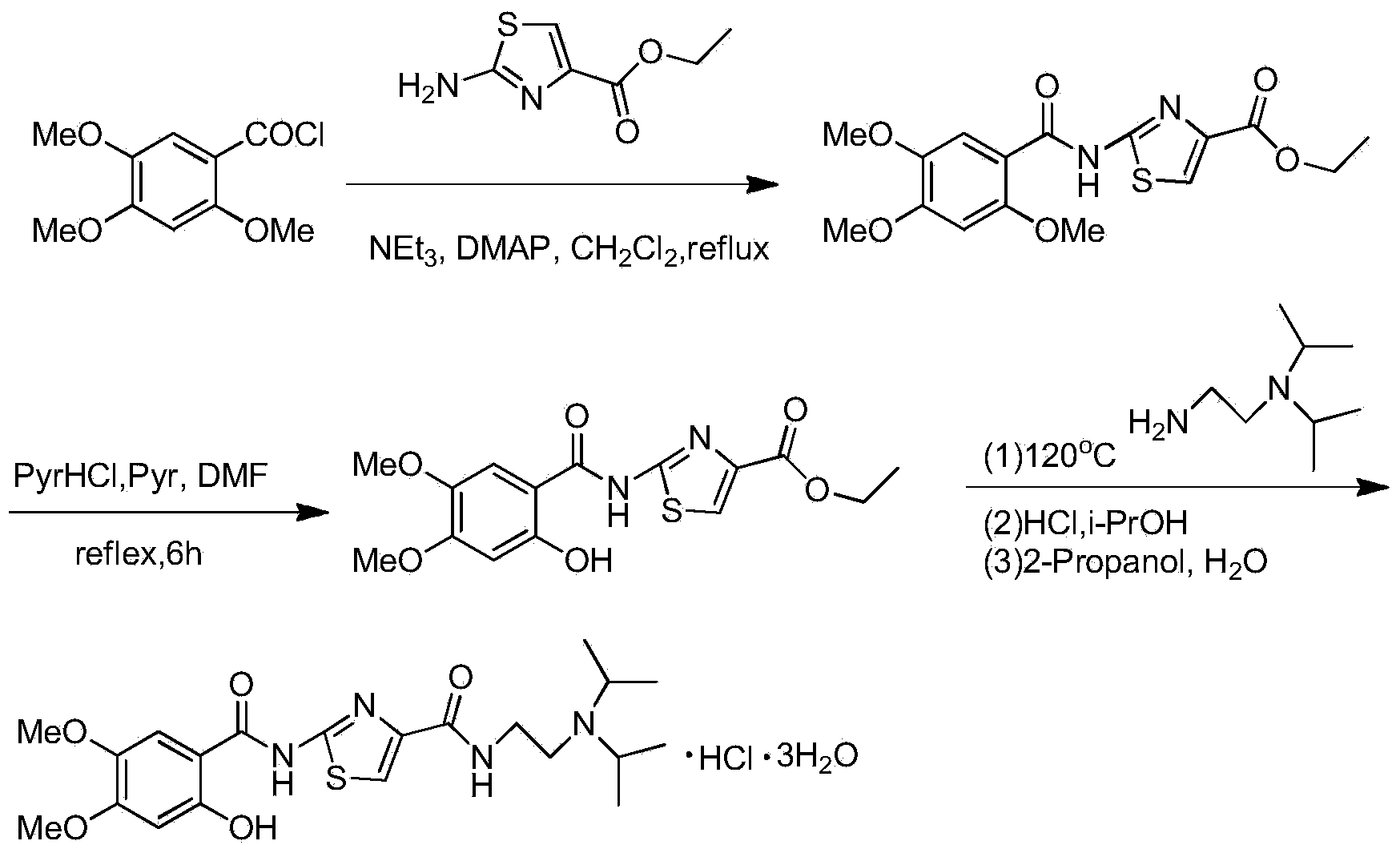 Method for preparing acotiamide hydrochloride trihydrate