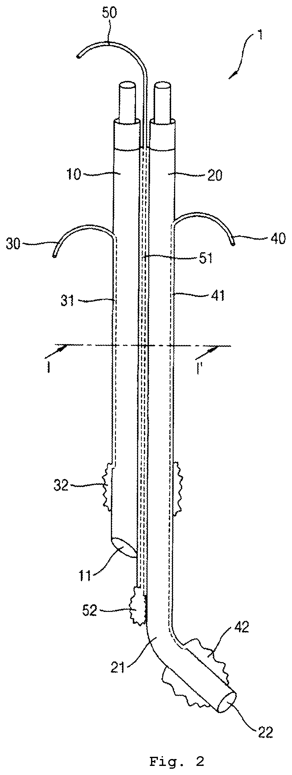 Double lumen tube capable of fixing trachea carina